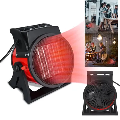Productafbeelding van QEENTOE 3000W elektrische verwarming, bouwverwarming, met PTC-verwarmingssysteem, thermostaat, 3 warmtestanden, elektrische verwarming voor bouwplaats, werkplaats, woning, garage