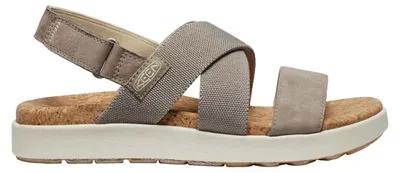 Produktbild von Keen Elle Criss Cross Damen Sandalen Leder Recycelte Riemen Eco Anti-Odor Contoured Fit Grau 39 EU