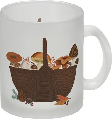 Produktbild von Herbst Glas Tasse mit Pilz-Motiv