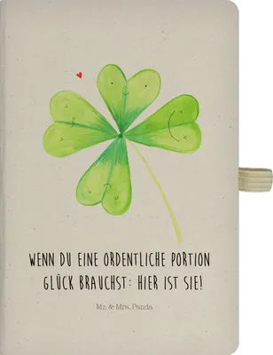Produktbild von Mr. & Mrs. Panda Tagebuch Blume Kleeblatt - Transparent - Geschenk, Garten, Umzug, Neuanfang, Glücksbringer, Motivation, Skizzenbuch A5, Adressbuch, Reisetagebuch, Glück