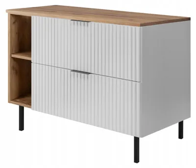 Zdjęcie produktu dla Szafka Łazienkowa Stojąca Pod Umywalkę Regał Blat 100X46Cm Flisan Biały Dąb