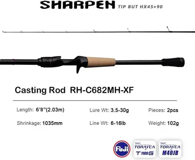 Obrázek produktu pro Rybářský prut, lehká karbonová konstrukce, všestranné použití, nahazování RH-C682MH-XF