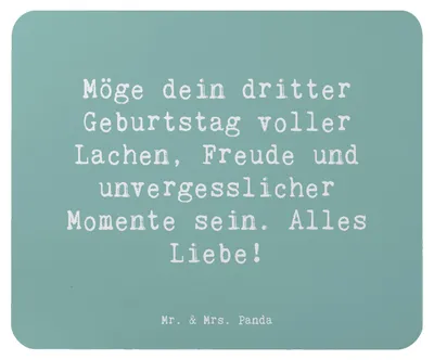 Produktbild von Mr. & Mrs. Panda Mauspad Spruch 3. Geburtstag Glück - Meeresbrise - Geschenk, laptop mousepad, Happy Birthday, computer, liebevolle Botschaft, Glückwunsch, Mouse Pad