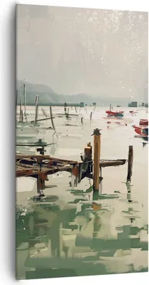 Produktbild von Bild auf Leinwand - Leinwandbild - Boot Ufer Brücke - 65x120cm - Wand Bild - Wanddeko - Wandbilder - Leinwanddruck - Bilder - Kunstdruck - Wanddekoration - Leinwand bilder - Wandkunst - PA65x120-3829