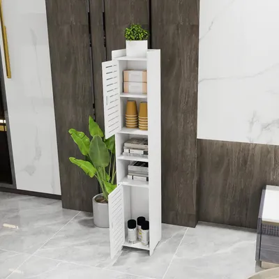 Obrázek produktu pro Skříňka s dvířky a policemi, rozměry 26 x 22 x 118 cm, bílá barva