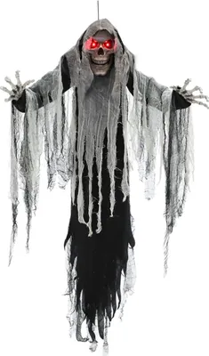 Produktbild von Skelett Reaper Hängefigur mit Licht & Sound 182cm