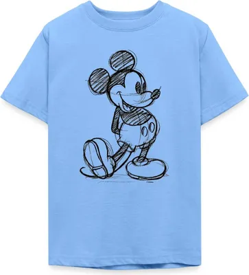 Produktbild von Mickey & Minnie Zeichnung Teenager T-Shirt, 134/146 (9-11 Jahre), Himmelblau