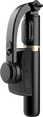 Produktbild von Q08 Stabilizer Smartphone Bluetooth Selfie Stick Mini Gimbal Stativ mit Led Fill Light Schwarz Handheld