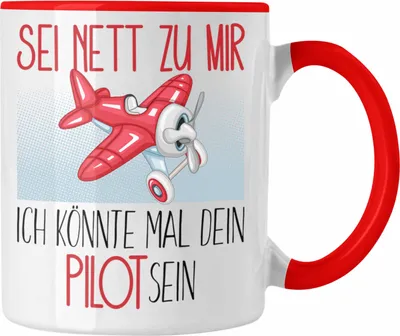 Produktbild von Trendation - Pilot Studium Ausbildung Tasse Geschenk Piloten Geschenkidee Sei Nett Zu Mir Ich Könnte Mal Dein Pilot Sein (Rot)