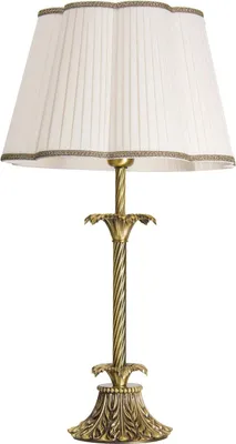 Produktbild von Tischlampe Weiß Bronze E27 42 cm Messing Jugendstil Nachttischlampe