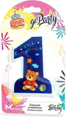 Produktbild von Geburtstagskerze „1“ blau, 11 cm – GoParty
