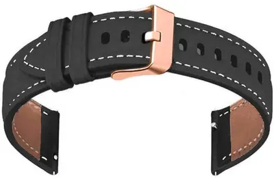 Produktbild von Jumada's - Lederarmband Schwarz - 18 mm - Passend für Garmin & Huawei Smartwatches - Verstellbarer Schnallenverschluss