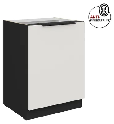 Produktbild von Küchen Unterschrank 60 cm Küche ARIA Weiss ultra matt + Schwarz matt, hochwertige Fronten mit Anti Fingerprint Beschichtung Küchenzeile Küchenblock