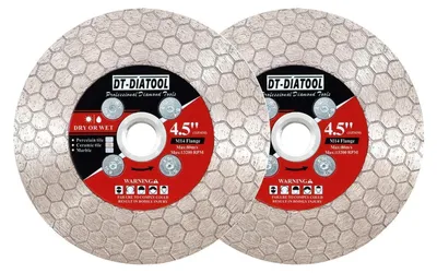 Immagine prodotto di Disco diamantato da 115 mm con flangia M14, set da 2, per tagliare piastrelle, marmo, materiali compositi, sia a secco che a bagno