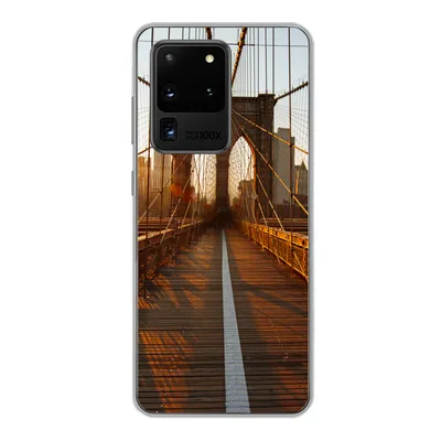 Produktbild von MuchoWow® Handyhülle Schutzhülle Hülle für Samsung Galaxy S20 Ultra Brooklyn Bridge in New York bei Sonnenuntergang Silikon Softcase Handy Hülle - Karteninhaber