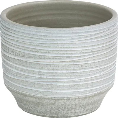 Produktbild von Dehner Übertopf Kim, konischer Blumentopf, handgefertigt, Ø 25 cm, Höhe 22 cm, Keramik, hellgrau