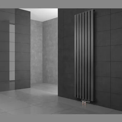 Obrázek produktu pro LuxeBath Designové deskové otopné těleso Stella středové připojení 480 x 1400 mm antracit s připojovací sadou včetně termostatu přes podlahu, bez topného tělesa