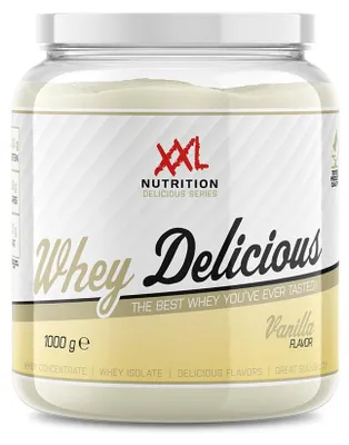 Produktbild von XXL Nutrition - Whey Delicious Protein Pulver - Leckerste Shake - Eiweiss Pulver, Whey Protein Isolat & Konzentrat - Hohe Qualität - 78,5% Proteingehalt - Vanille - 1000 Gramm
