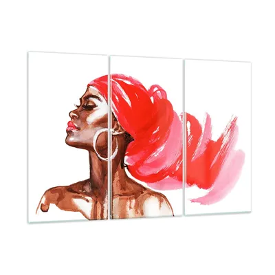 Produktbild von Bilder auf glas - frau modern - 165x110cm - Glasbilder - Wandbilder - Bilder - Kunstdruck - zum Aufhängen bereit - Wanddekoration aus Glas - Glas Bilder - Wandbild auf Glas - 3 Teile - GCE165x110-3497