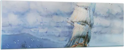 Produktbild von Bilder auf glas - Meer Segelschiff - 90x30cm - Glasbilder - Wandbilder - Kunstdruck - zum Aufhängen bereit - Wanddekoration aus Glas - Glas Bilder - Wandbild auf Glas - Einteilig - GAB90x30-3782