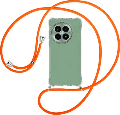 Produktbild von Handykette Backcover-Schutzhülle mit Band (Metall silberfarben) für OnePlus 13 5G/1+13 5G - neonorange