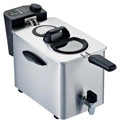 Friteuse 4 L 2500 W mit Ablasshahn, Edelstahl