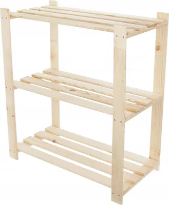 Obrázok produktu pre STOLMAK Botník 80x90x38 cm, 3 police, masívna borovica, prírodný, drevený regál na topánky