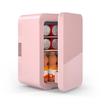Produktbild von Puluomis Mini Kühlschrank 10L mit Kühl- & Wärmefunktion, 5°C bis 65°C, 2 herausnehmbare Ablagen, 220V & 12V, kompakt tragbar für Kosmetik, Getränke