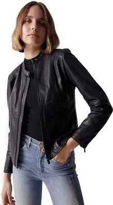 Produktbild von Salsa Jeans Basic Lederjacke Schwarz XL Damen Schwarz XL