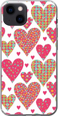 Produktbild von MuchoWow® Handyhülle Schutzhülle Hülle für Telefoonhoesje iPhone 13 Mädchen - Herz - Liebe - Muster - Mädchen - Kinder - Kinder - Kind Silikon Softcase Handy Hülle - Karteninhaber