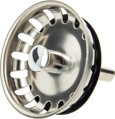 A close-up studio shot of a sink strainer basket.