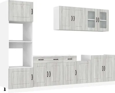 Produktbild von 7-tlg. Küchenschrank-Set Kalmar Grau Sonoma Holzwerkstoff