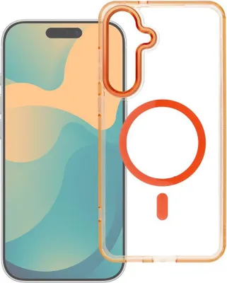 Image de Coque adaptée au Samsung S25 FE Frame Clear Hybrid Mag Cover, compatible avec MagSafe, couleur orange Hermès