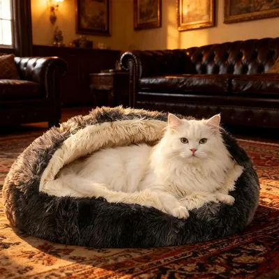 Immagine prodotto di Cuccia per animali domestici, lavabile, in peluche, adatta a cani e gatti, colore grigio scuro, dimensioni 60x60x10 cm