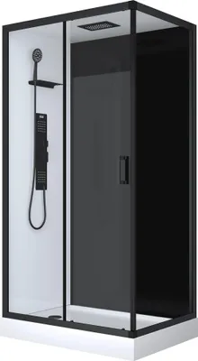 Image de Cabine de douche 110x80x215cm - Verre Trempé - Mitigeur Noir - DUALITY 4 RECTANGLE