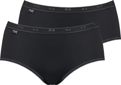 Produktbild von Sloggi Damen-Slips, schwarz, Basic+ Midi, 2-teilig, Baumwolle, Größe 42