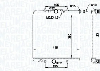 Produktbild von MAGNETI MARELLI 350213194100 Kühler Wasserkühler Motorkühler passend für PEUGEOT 206 Schrägheck (2A/C) 206 CC (2D) 206+ Schrägheck (2L, 2M) 206 SW