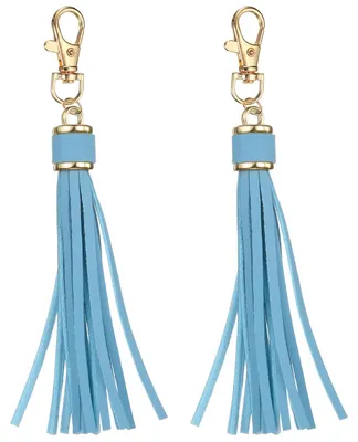 2 PU-Leder Quasten, grau-blau, 4 cm, für DIY-Schmuck & Taschen