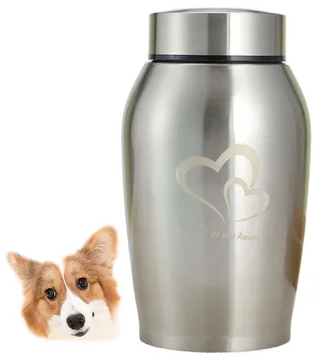 Image de TRANKIELO® - Urne funéraire en acier inoxydable pour chiens et chats – Urne de commémoration durable et élégante – Fermeture à vis pour un stockage sécurisé