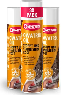 Produktbild von OWATROL Öl Oil Bundle: 3 x 300 ml Spray, Rostumwandler, Grundierung, Rostschutz, dauerhaft elastisch, Oldtimer, Lufttrocknend