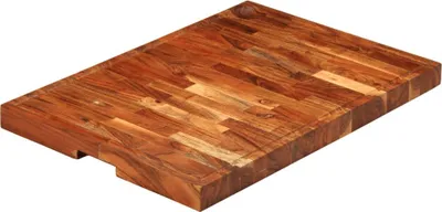 A wooden cutting board on a white background.