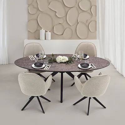 Produktbild von Homestyle4u Esstisch Oval Schwarz Braun Esszimmertisch Küchentisch 200 cm 2845