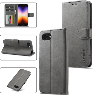 Produktbild von Hülle für iPhone 16e/iPhone 17e, Klapphüllen Brieftasche Leder Magnetverschluss Ständer Schutzhülle Gris