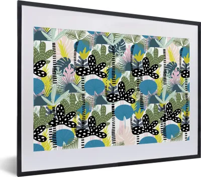 Produktbild von MuchoWow® MuchoWow® Gerahmtes Poster Blätter - Dschungel - Muster 40x30 cm - Poster mit zchwarzem Bilderrahmen - Bilderrahmen - Poster im Rahmen