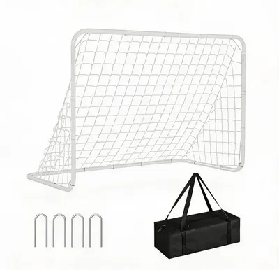 Produktbild von Fußballtor-Trainingsset - 3-in-1-Set - Reboundernetz 213 x 152 cm - 2 tragbare Tore 183 x 122 cm - Bälle und Pumpe - Hütchen - Weiß