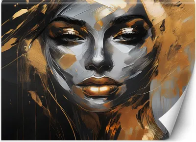 Produktbild von Vlies fototapete Weiblicher Glamour Gesicht 300x210 cm Feeby Gold inkl. Kleber einfache Montage