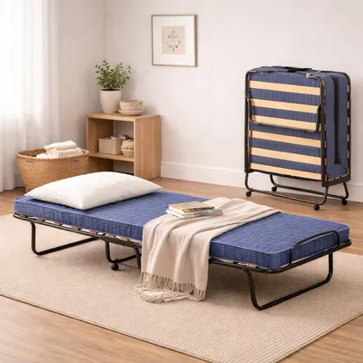 Immagine prodotto di Talamo Italia Letto Pieghevole Citrino 80x200 cm Nero Jeans, Materasso Incluso Imbottito  Italy