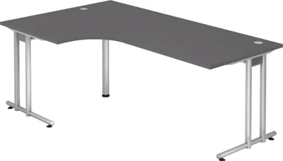 Produktbild von bümö Schreibtisch Serie-N - Nachbildung: Graphit, Größe: Eckschreibtisch 200 x 120 cm