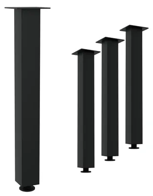 Produktbild von HAGO24 Tischbeine Set 4 Stück Möbelfuß Stahl Schwarz 8x8cm höhenverstellbar 72cm Couchtischbank DIY Tischgestell Schraubfüße I-Design