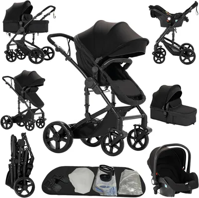 Image de Transport de bébé - poussette Combi - 3-en-1 - 83 x 62 x 106 cm - Noir